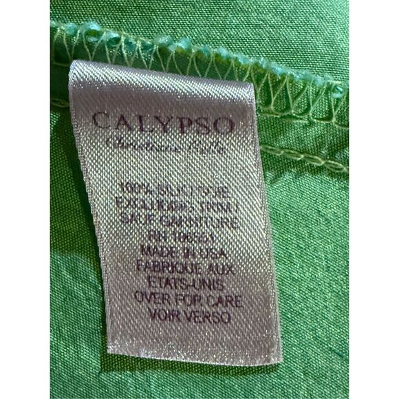 Calypso Christiane Celle 100% Silk Cap Sleeve Pintuck Dress – Green, Size M, vin - Picture 6 of 6
